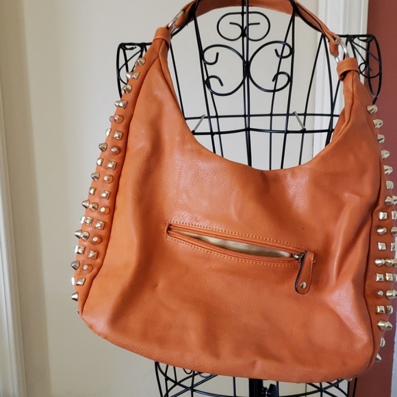 Handbags - Hobo Leather studded orange purse